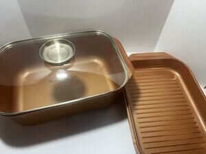 Copper Chef Wonder Cooker XL Grill & Roaster Pan Set With Lid. No Basket!